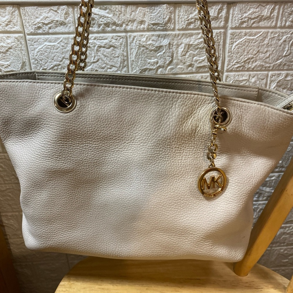 Michael Kors White Leather Tote Bag